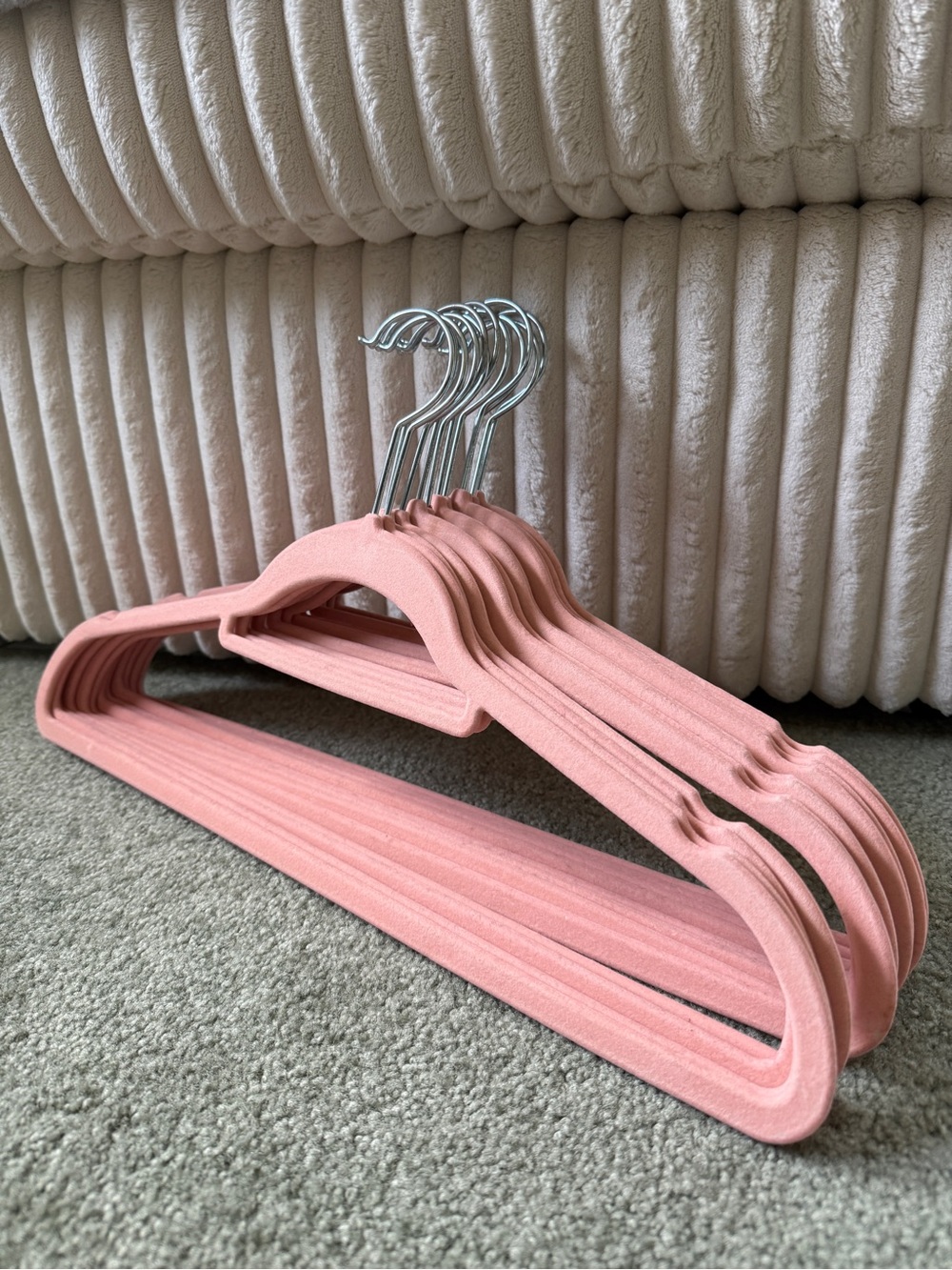 TWELVE PINK FELT HANGERS REGULAR SIZE